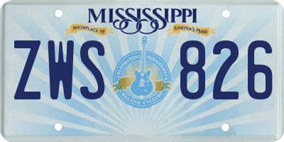 MS license plate ZWS826