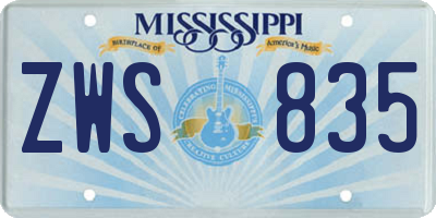 MS license plate ZWS835
