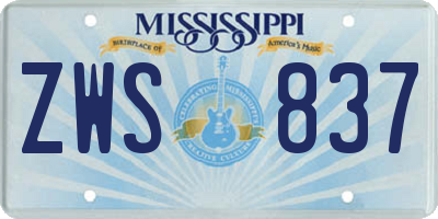 MS license plate ZWS837
