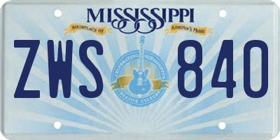 MS license plate ZWS840