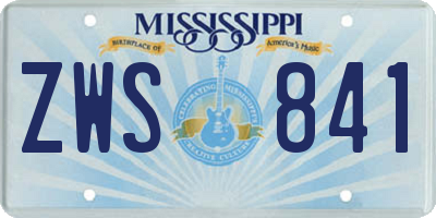 MS license plate ZWS841