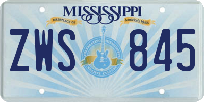 MS license plate ZWS845