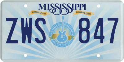 MS license plate ZWS847