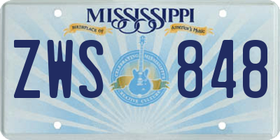 MS license plate ZWS848
