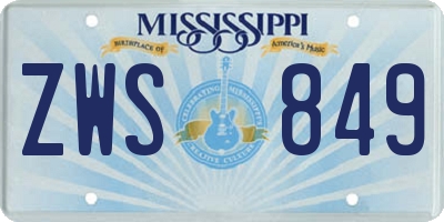 MS license plate ZWS849