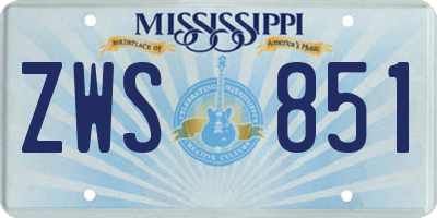 MS license plate ZWS851
