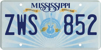 MS license plate ZWS852