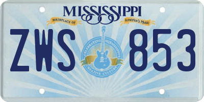 MS license plate ZWS853