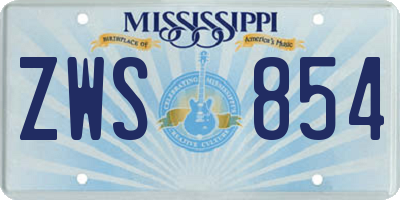 MS license plate ZWS854