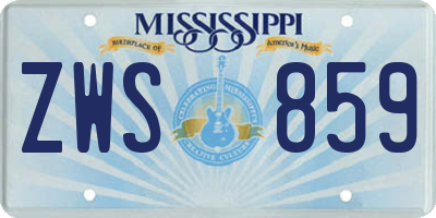 MS license plate ZWS859