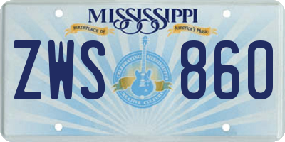 MS license plate ZWS860