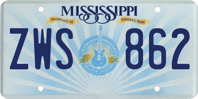 MS license plate ZWS862