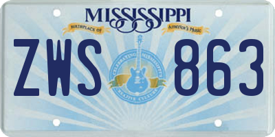 MS license plate ZWS863