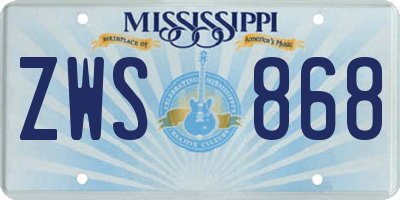 MS license plate ZWS868