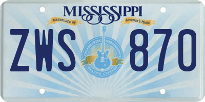 MS license plate ZWS870