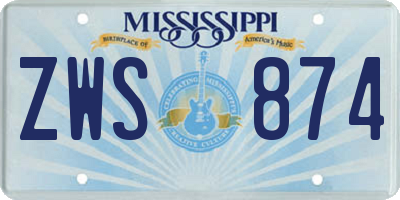MS license plate ZWS874