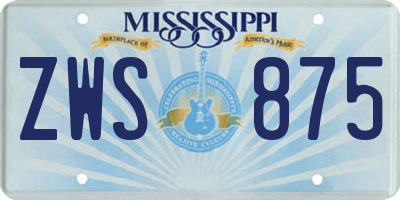 MS license plate ZWS875
