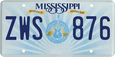 MS license plate ZWS876
