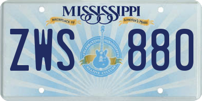 MS license plate ZWS880