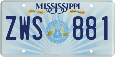 MS license plate ZWS881