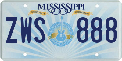MS license plate ZWS888