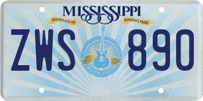 MS license plate ZWS890