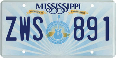 MS license plate ZWS891