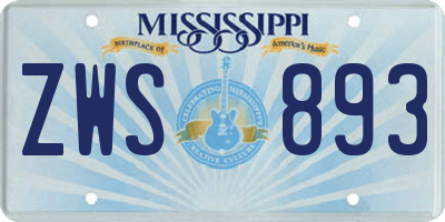 MS license plate ZWS893