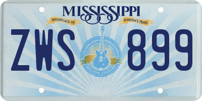 MS license plate ZWS899