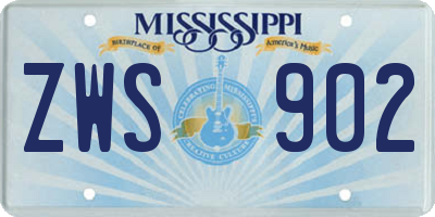 MS license plate ZWS902