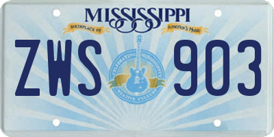 MS license plate ZWS903