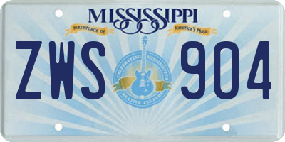 MS license plate ZWS904
