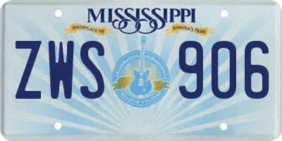MS license plate ZWS906
