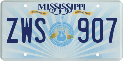 MS license plate ZWS907