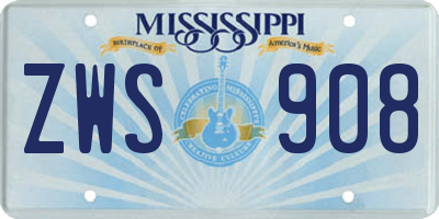 MS license plate ZWS908