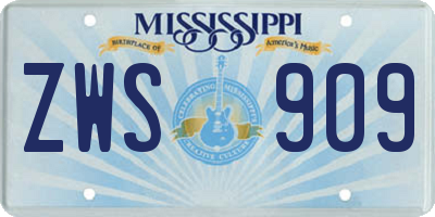 MS license plate ZWS909