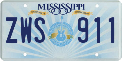 MS license plate ZWS911