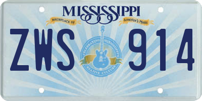 MS license plate ZWS914