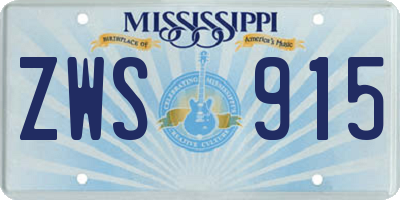 MS license plate ZWS915