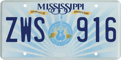 MS license plate ZWS916
