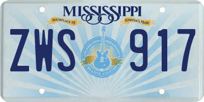 MS license plate ZWS917