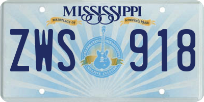 MS license plate ZWS918