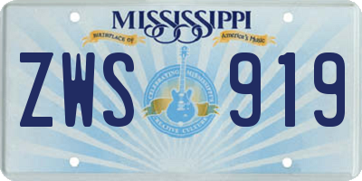 MS license plate ZWS919