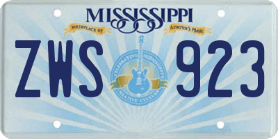 MS license plate ZWS923