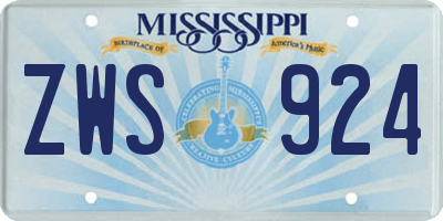 MS license plate ZWS924