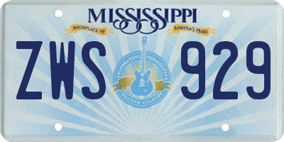 MS license plate ZWS929