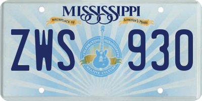 MS license plate ZWS930