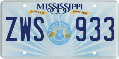 MS license plate ZWS933