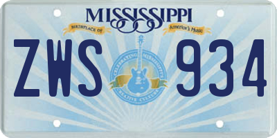 MS license plate ZWS934