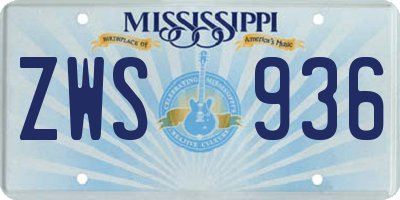 MS license plate ZWS936